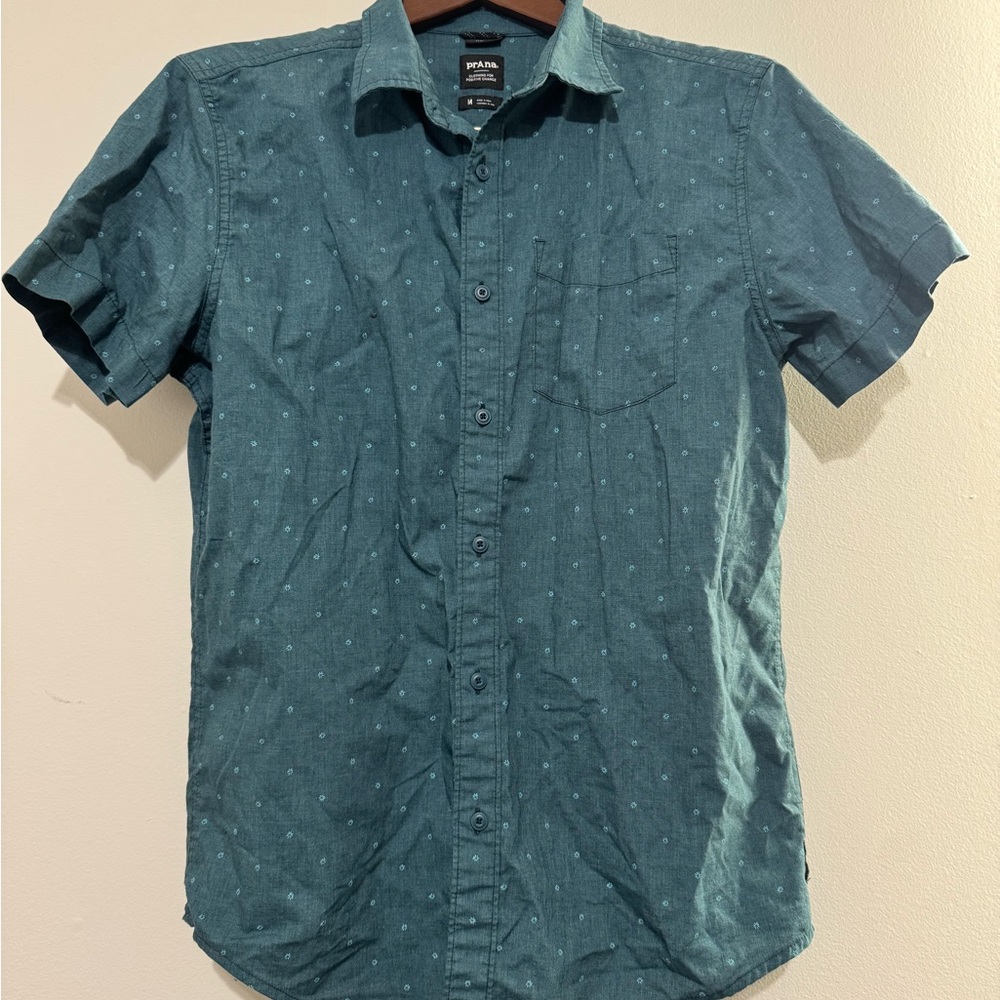 Prana Men's Tinline Teal Casual Button Down Shirt